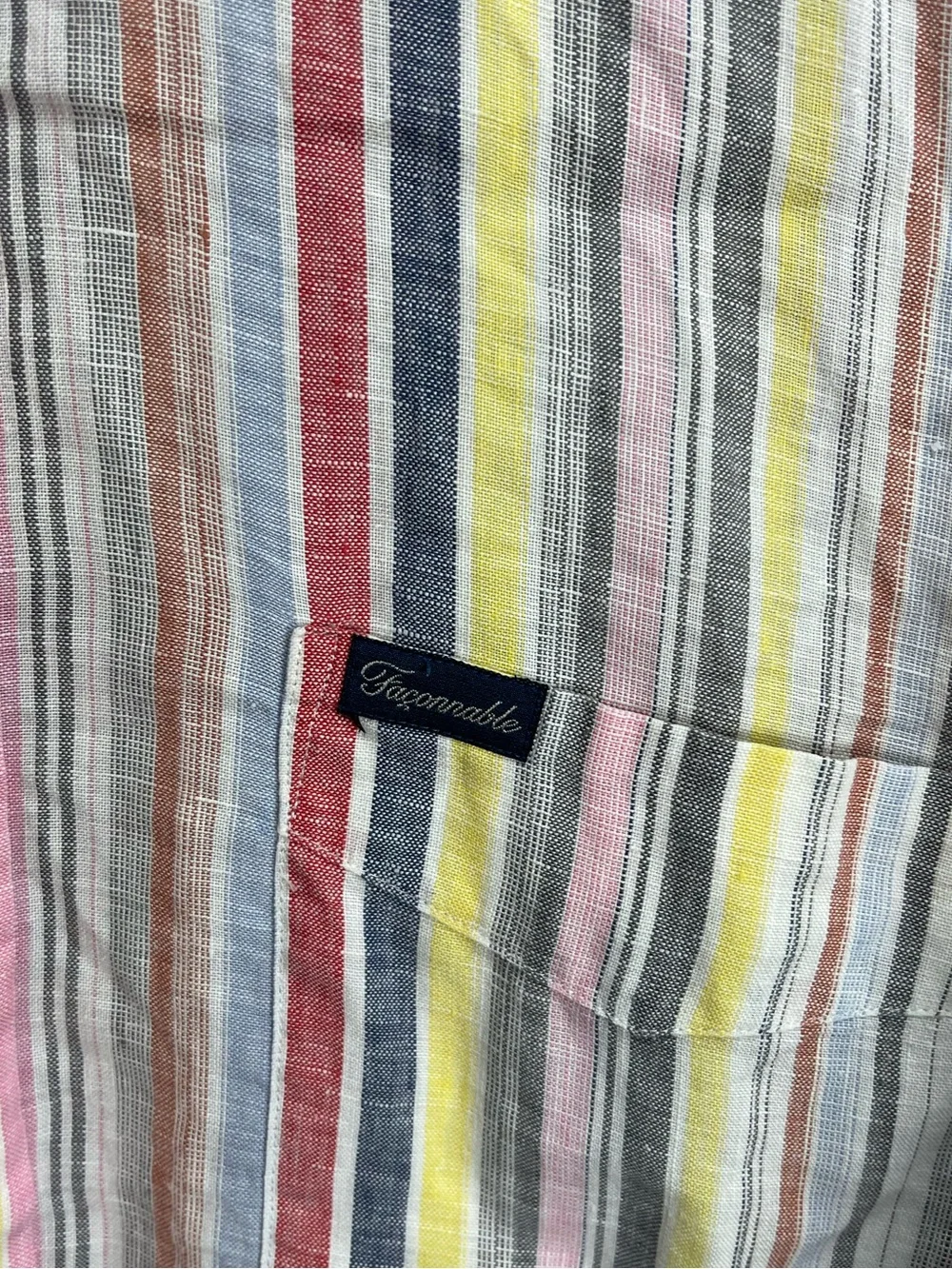 Faconnable size medium long sleeve buttondown shirt linen multicolor